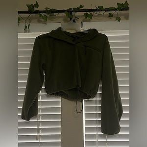 Workout set Long sleeve crop jacket shorts